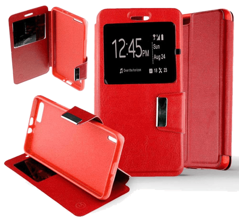 Etui Folio compatible Rouge Huawei Honor 6 Plus