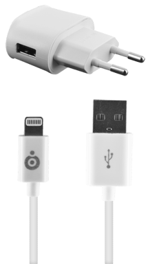Kit Chargeur USB A 1A + Câble USB A / Lightning 1m Blanc Bigben