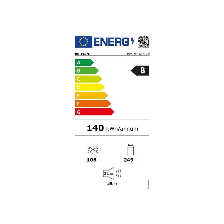 Réfrigérateur combiné HOTPOINT HPK25402XP7E Classe B 355 595 x 663 x 2035 cm Inox - vue 4