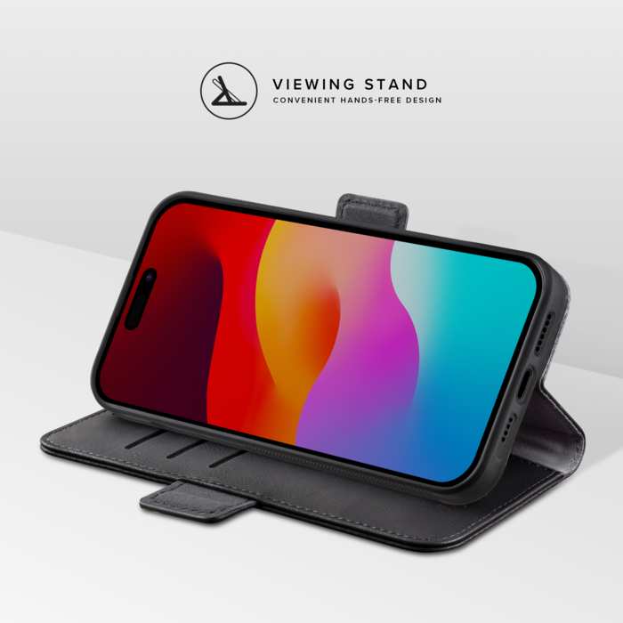 Robusta funda y carcasa magnética 2 en 1 para Apple iPhone 15 Plus, negro ónix