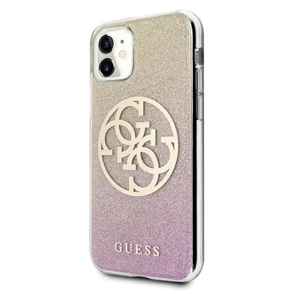 Étui Guess pour iPhone 11 rose gold Glitter 4G Circle Logo