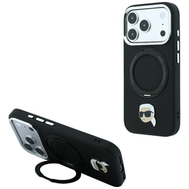 Étui Karl Lagerfeld « Ring Stand Karl Head » pour iPhone 18 Pro / 17 Pro, noir