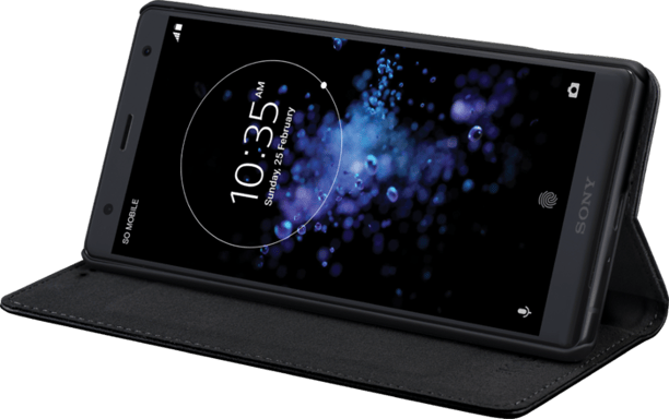 Coque clapet folio avec fente pour cartes & support pour Sony Xperia XZ2, Noir