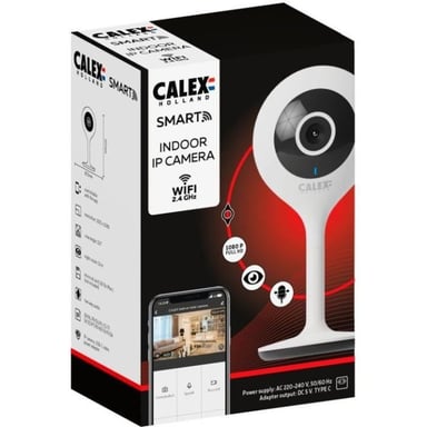 Caméra de Surveillance Calex Smart Security 429260 Intérieur Sans Fil Wi-Fi Alexa Nocturne Étanche, Blanc
