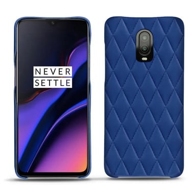 Coque cuir OnePlus 6T -  - Bleu - Cuir lisse couture
