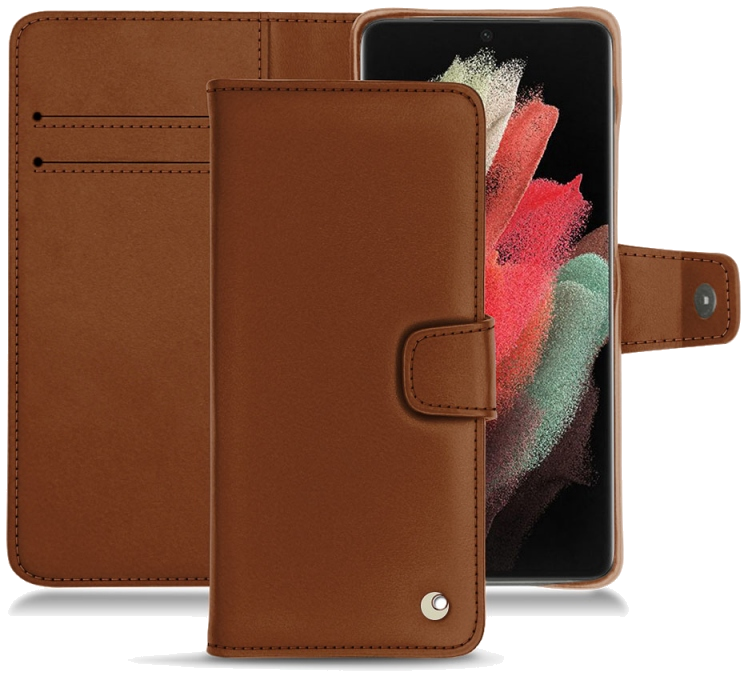 Housse cuir Samsung Galaxy S21 Ultra - Rabat horizontal portefeuilleMarron