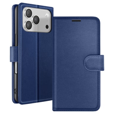 Zanaé Funda tipo cartera para iPhone 17 Pro con soporte y lengüeta magnética Azul oscuro