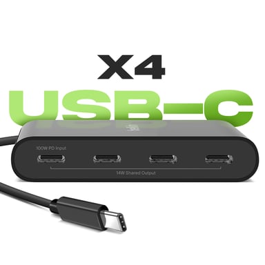 Belkin Concentrador USB C Power Delivery 100W 4x USB C Sincronización Rápida Negro