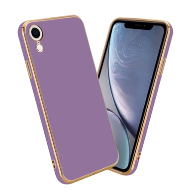 Coque pour Apple iPhone XR en Glossy Lilas - Or Housse de protection Étui en silicone TPU flexible et avec protection pour appareil photo