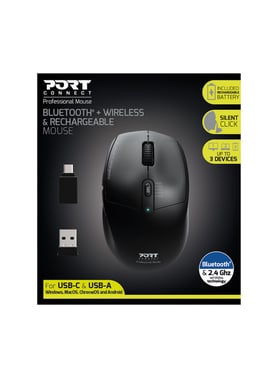 Port Designs 900715 RF Mouse senza fili per destri + Bluetooth ottico 2400 DPI