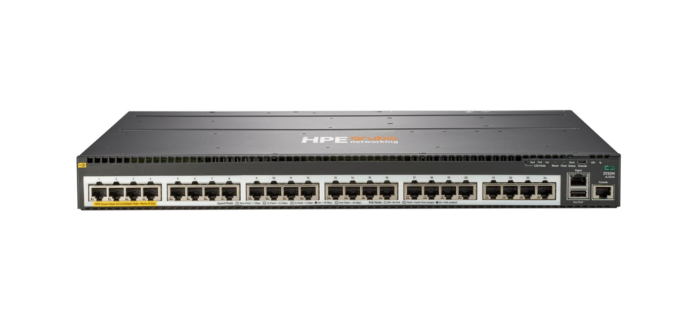 HPE Aruba Networking Aruba 24 Smart Rate PoE+ 1 slot Géré Gigabit Ethernet 101001000 Connexion Ethernet supportant 'alimentation via ce port PoE 1U Neuf