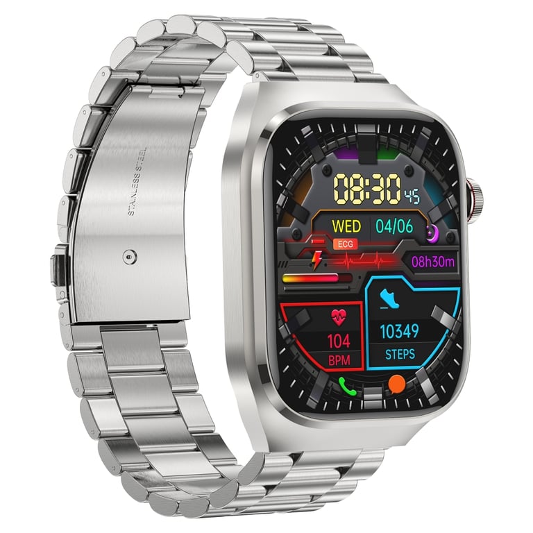 INF Montre Intelligente Avec Bracelet En Métal Ecg, Fréquence Cardiaque, Sommeil