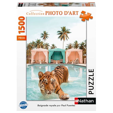 Puzzle adulte 1500 pièces Nathan « Baignade royale » Paul Fuentes Photo d'Art 84 x 60 cm Tons pastel - Neuf