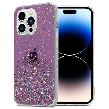 Coque pour Apple iPhone 14 PRO MAX en Violet avec Paillettes Housse de protection Étui en silicone TPU flexible avec paillettes scintillantes