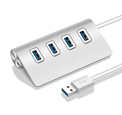 Hub Metal 4 ports USB 2.0 pour Mac et PC Multi-prises Adaptateur Rallonge (ARGENT)