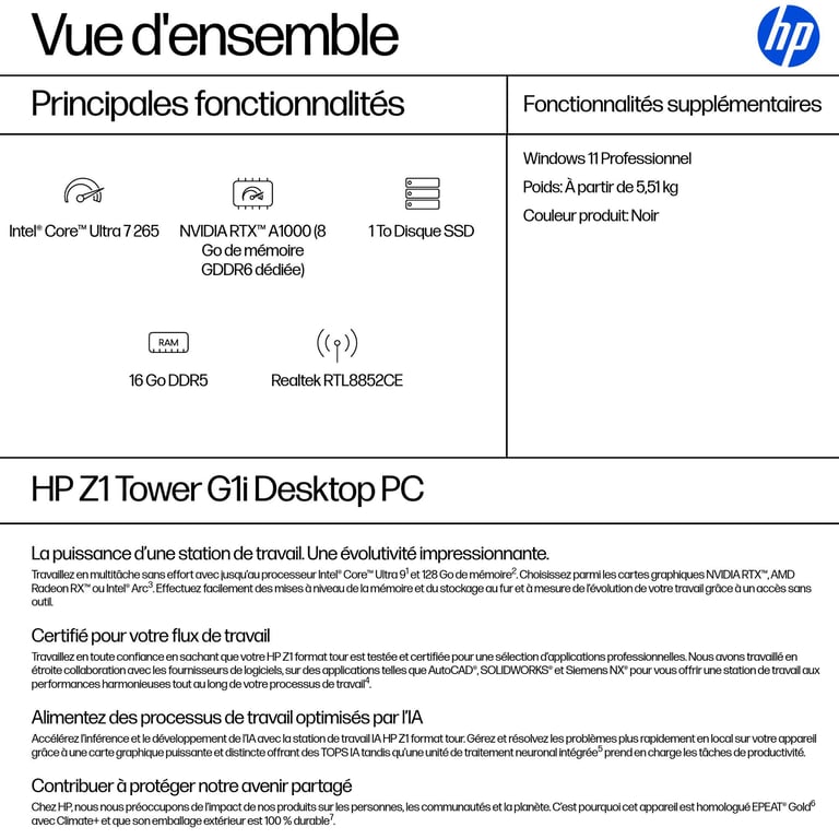 HP Z1 G1i Core Ultra 7 265 2.4 GHz RAM AZERTY - vue 9