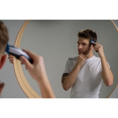 Tondeuse a cheveux - WAHL - COLOR PRO CORDLESS - 3,5 W - 8 sabots - Autonomie : 60 min - Bleu / Gris