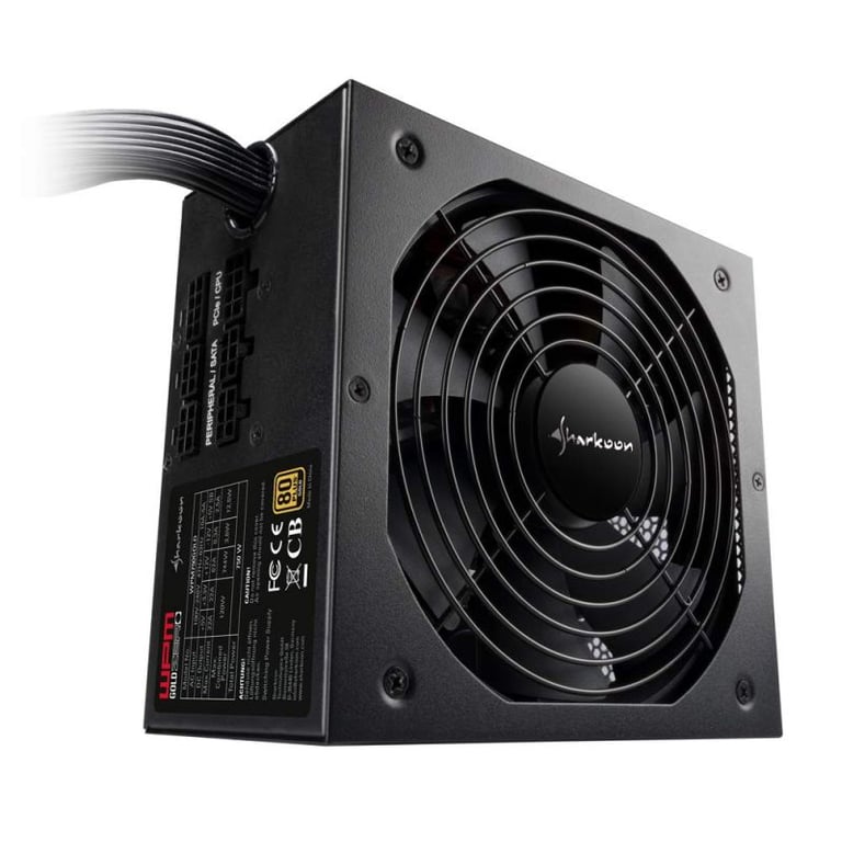 Sharkoon WPM Gold Zero 750 W - Alimentation PC, certifié PLUS GOLD, semi-modulaire - Neuf