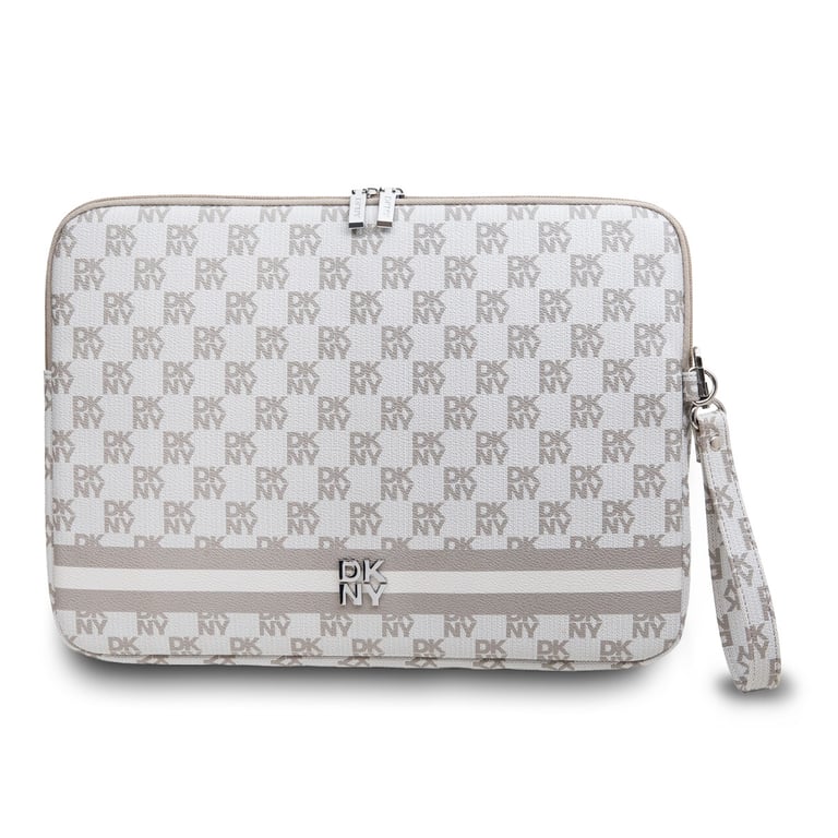 Housse pour PC 13 / 14 pouces Élégante avec Motifs à Carreaux et à Rayures Beige - Neuf