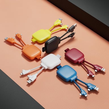 Câble Multi-Connecteurs USB 4 en 1 - Chargeur Universel et Batterie Externe 3000 mAh en Plastique Recyclé - Xoopar Gamma Lite Bleu