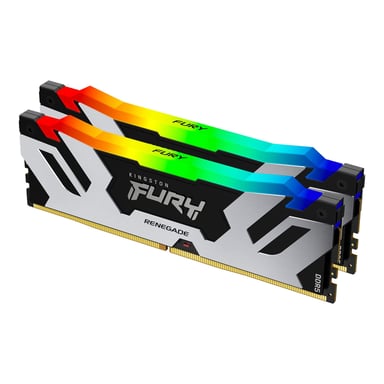 Kingston Fury™ Renegade RGB DDR5 - 64 Go (2 x 32 Go) - 6000 MT/s C32 - Intel XMP 3.0 - Noir/Argent