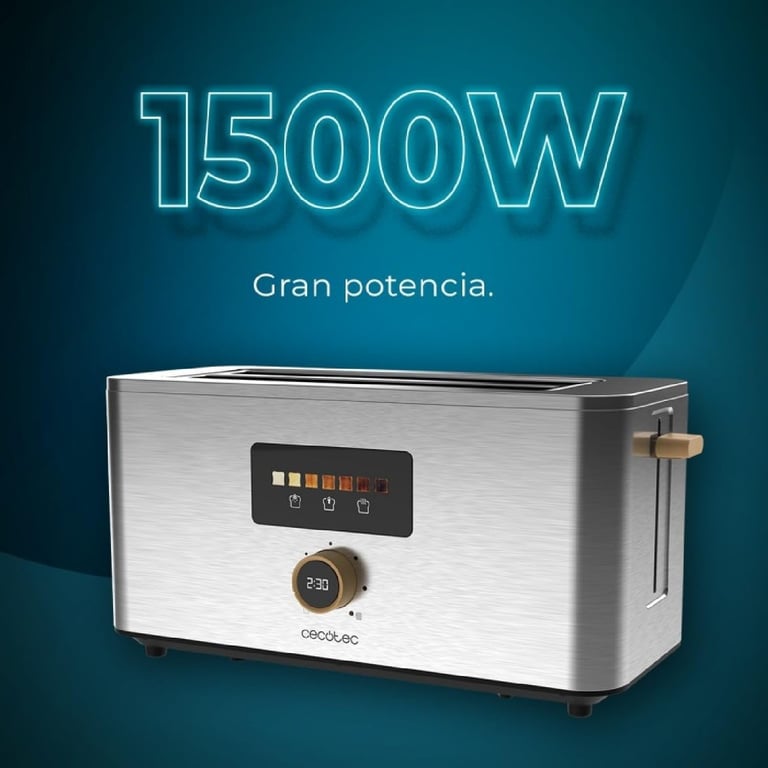 Grille-Pain Cecotec Touch&Toast Extra Double 04844 – 4 Fentes, 1500W, Écran Tactile - vue 4