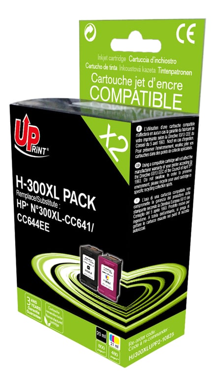 Pack UPrint compatible HP 300 XL 2 cartouches - Neuf