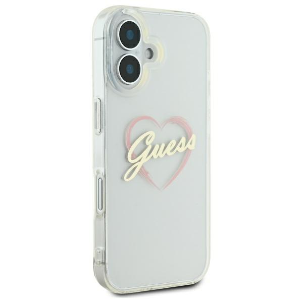 Guess Coque Hardcase IML Heart pour iPhone 16 Plus Blanc - vue 2