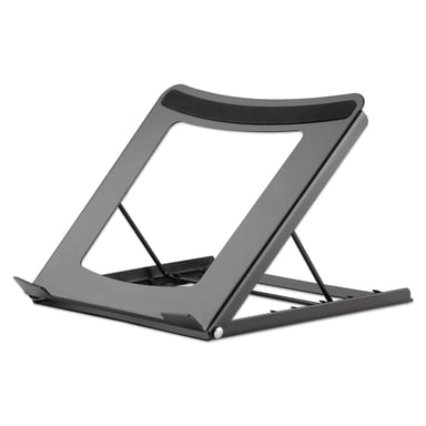 Manhattan Soporte para portátil y tablet ajustable (5 posiciones), apto para tablets y portátiles hasta 15,6'', portátil y ligero, acero, negro