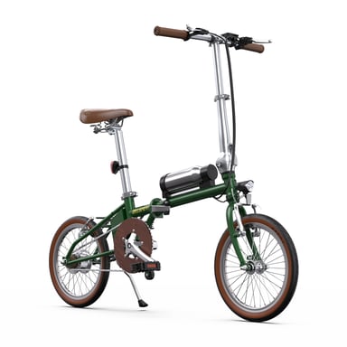 Bicicleta eléctrica Onesport OT02, verde. Autonomía de 25 km, neumáticos de 16 pulgadas, peso ligero de 14,5 kg: una bicicleta eléctrica compacta perfecta para los desplazamientos diarios por la ciudad.