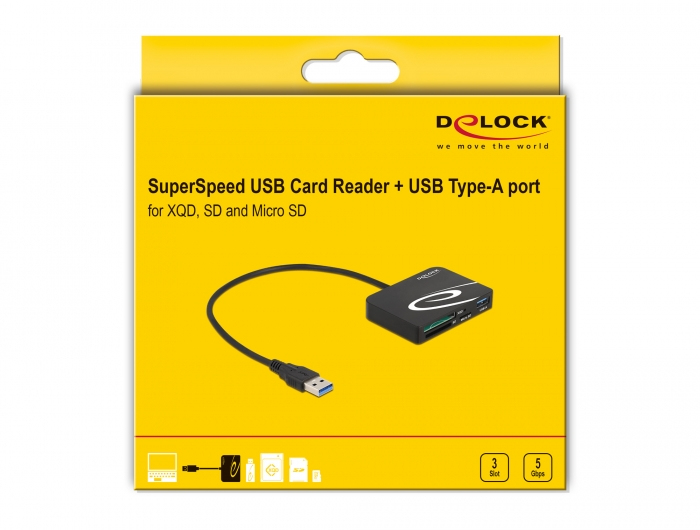 DeLOCK Lecteur pour cartes de mémoire XQD / SD / Micro SD + port USB Type A Neuf - vue 2