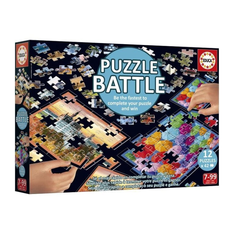 Puzzle - EDUCA - Battle Travel - 12 puzzles - 42 pieces - Theme Voyage et cartes - Neuf
