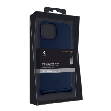 Custodia a tracolla in morbido silicone gel per Apple iPhone 12/12 Pro, Oxford Blue