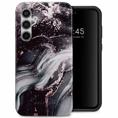 Selencia Coque arrière Vivid pour Samsung Galaxy A55 - Chic Marble Black
