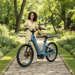 Bicicleta eléctrica de fibra de carbono MIHOGO AIR MAX con doble batería, app inteligente y frenos hidráulicos - azul