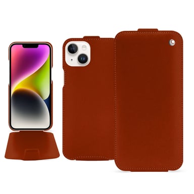 Housse cuir Apple iPhone 15 Plus -  - Orange - Cuir vegan