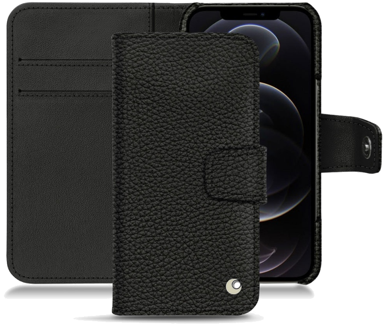 Housse cuir Apple iPhone 12 Pro - Rabat horizontal portefeuilleNoir
