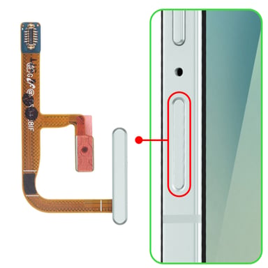 Samsung Lector de huellas dactilares original para Galaxy Z Flip7 Service Pack con cable flexible Verde Pálido