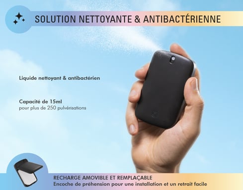 Spray nettoyant Magic Antibactérien avec Lingette intégrée 15ml Blanc + Garantie à vie Force Glass