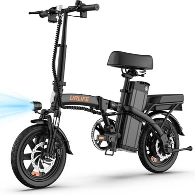 VéLo Électrique URLIFE F1L | Vitesse Max 25 km/h | Autonomie 40 km | Moteur 250W | Batterie 48V 7.5Ah | Pneus 14 Pouces | Noir