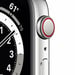 Watch Series 6 (GPS + Cellular), Boîtier en Acier Inoxydable Argent de 44mm, Bracelet Sport Blanc