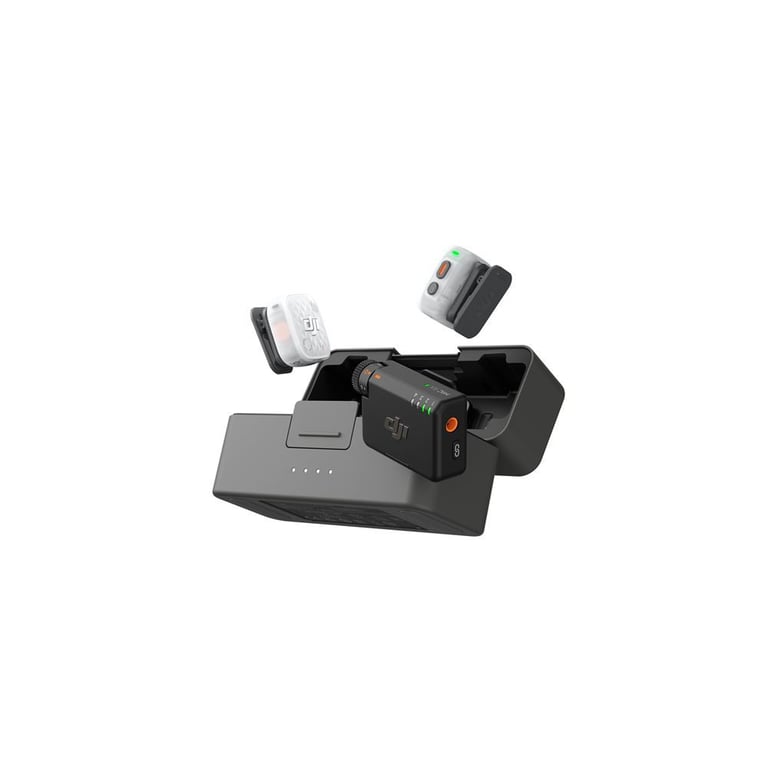Microphone sans fil DJI Mic Mini 2S 2 émetteurs, récepteur, réduction du bruit IA, enregistrement interne, gris noir blanc - Neuf
