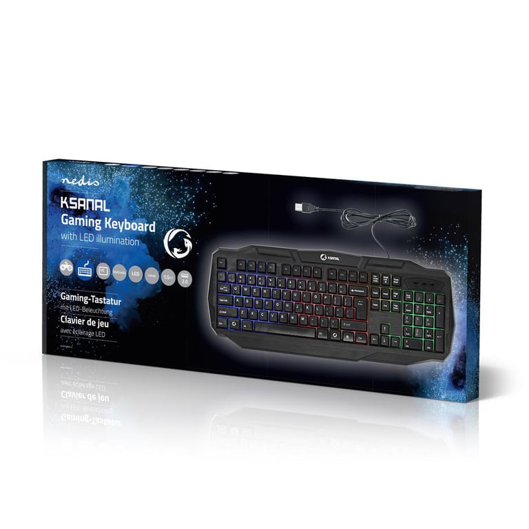 Nedis GKBD100BKUS clavier Gaming USB QWERTY US International Noir - Neuf