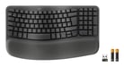 Logitech Wave Keys for Business, teclado ergonómico inalámbrico con reposamanos acolchado, tecnología Logi Bolt segura, Bluetooth, compatible con Wind