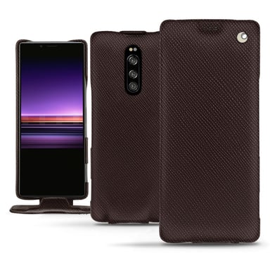 Housse cuir Sony Xperia 1 -  - Marron envoûtant ( Pantone #4e3629 ) - Cuir saffiano