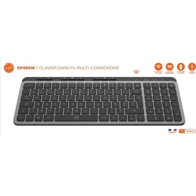 Teclado compacto - Teclas planas - KP450W - AZERTY - FR - Multiconexiones - Negro