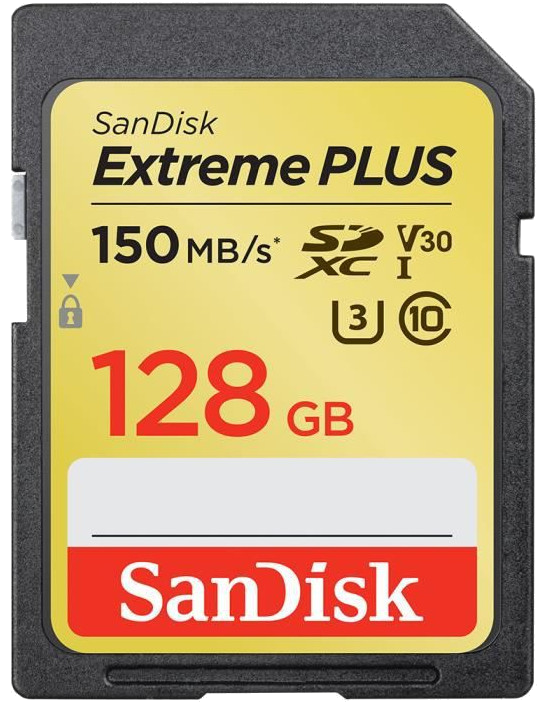 SANDISK Carte mémoire flash Extreme PLUS - 128 Go - Video Class V30 / UHS Class 3 / Class10 - SDXC U