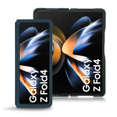 Funda de piel Samsung Galaxy Z Fold4 - Segunda piel - Azul - Piel granulada