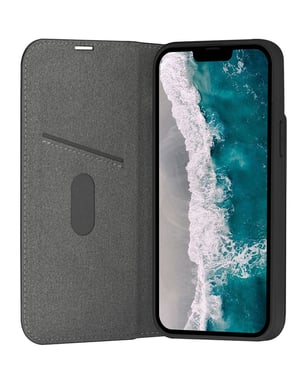 DBRAMANTE1928 Funda con cierre para Iphone 14 Plus Modelo Oslo en piel vegana con tarjetero Negro