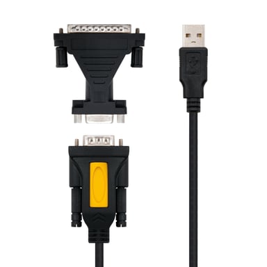 Convertisseur USB pour imprimante série, type A/M-Rs232 Db9/M Db25/M, noir, 1,8 M